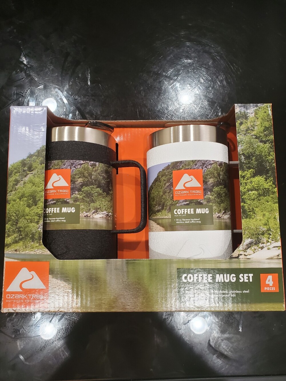 Ozark Trail Black and White Insulated Coffee Mug Set - 2 Pack